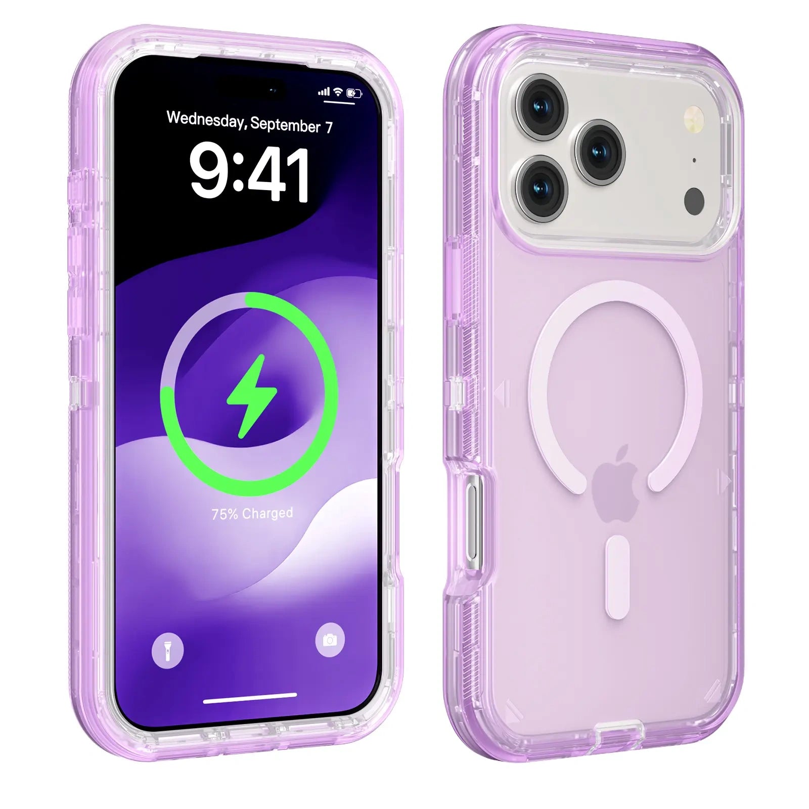 3-in-1 Transparent Phone case for iPhone 17 Pro Max 17 Air 16 15 14 13 Pro Max,Compatible with MagSafe, Durable Dual Layer Transparent Magnetic Phone Cases, Heavy Duty Shockproof and Anti-Drop Protective Cover - Color Purple (variant image)