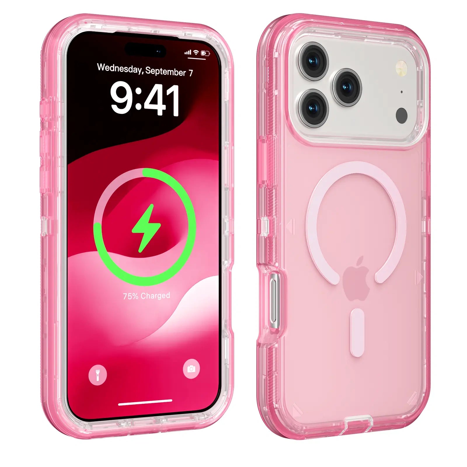 3-in-1 Transparent Phone case for iPhone 17 Pro Max 17 Air 16 15 14 13 Pro Max,Compatible with MagSafe, Durable Dual Layer Transparent Magnetic Phone Cases, Heavy Duty Shockproof and Anti-Drop Protective Cover - Color Red (variant image)