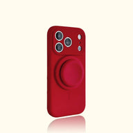 Magnetic Stand Liquid Silicone Full Coverage Phone Case with AI Capture Button, Compatible with iPhone 13 to iPhone 18 Pro Max--3994 - Size Red+Stand (variant image)